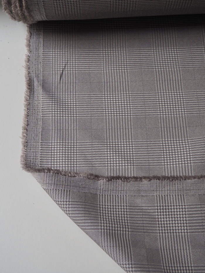 Grey Stretch Check Jacquard
