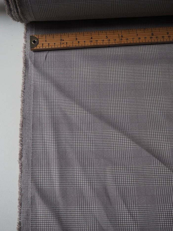 Grey Stretch Check Jacquard