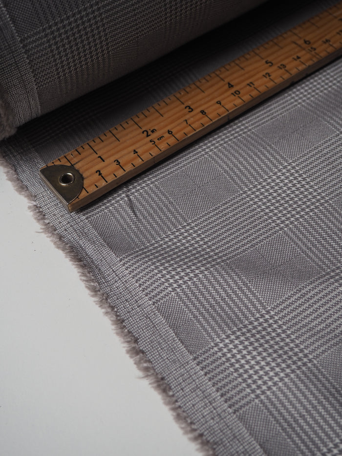 Grey Stretch Check Jacquard