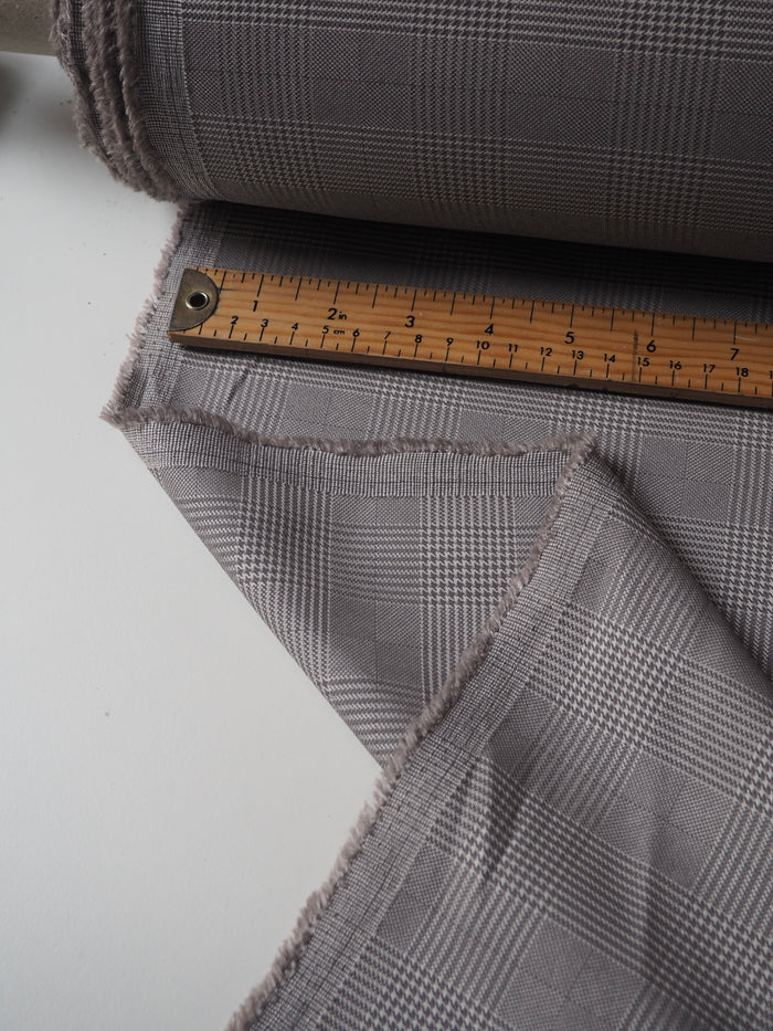 Grey Stretch Check Jacquard