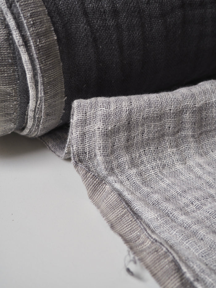 Grey + White Double Faced Linen