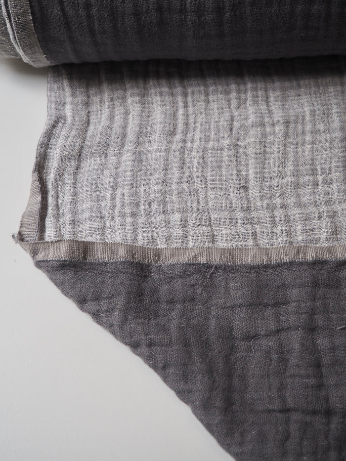 Grey + White Double Faced Linen