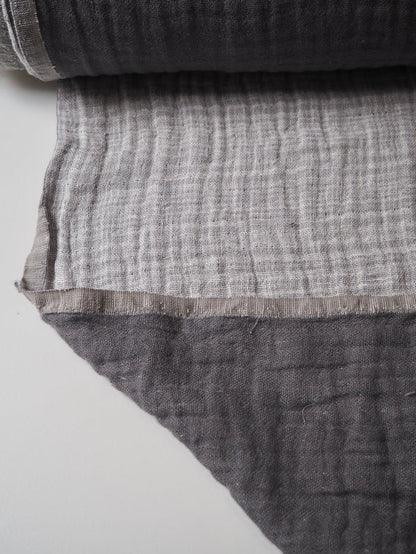 Grey + White Double Faced Linen