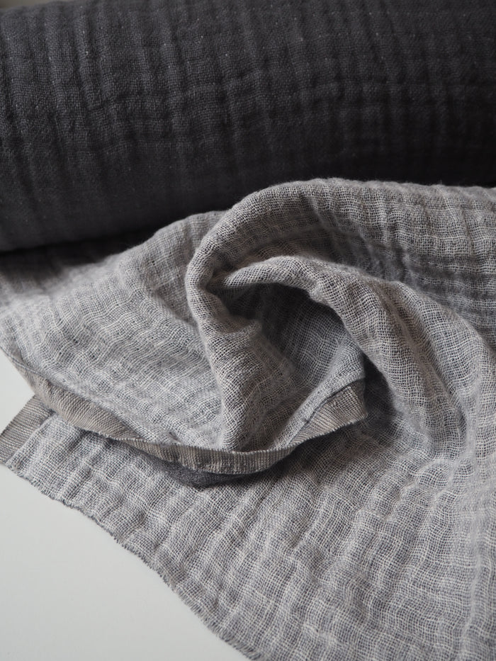 Grey + White Double Faced Linen