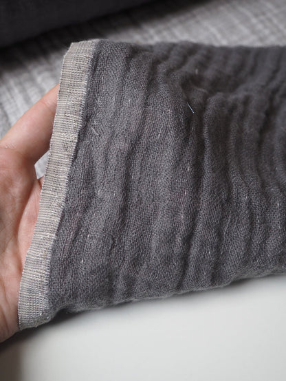 Grey + White Double Faced Linen