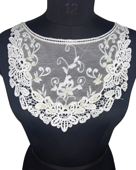 Ani Accessories guipure lace yoke with intricate floral cutwork design for sewing on dresses kurtis and designer blouses top