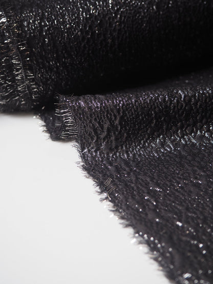 Gunmetal Metallic Textured Silk Jacquard