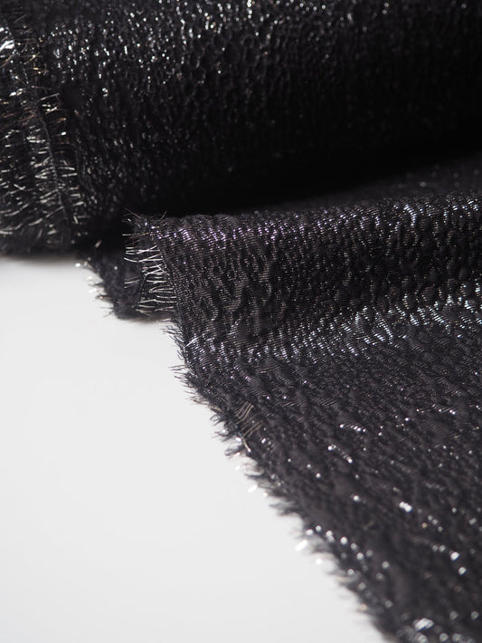 Gunmetal Metallic Textured Silk Jacquard