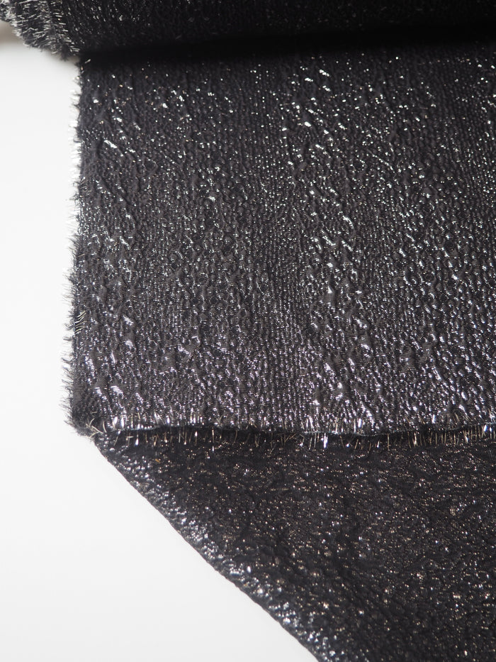 Gunmetal Metallic Textured Silk Jacquard