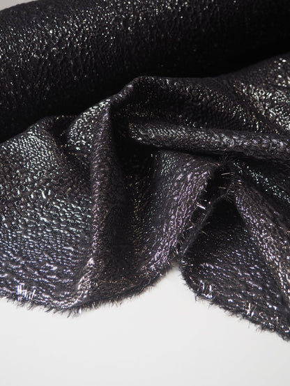 Gunmetal Metallic Textured Silk Jacquard