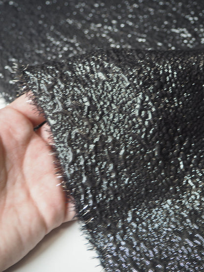 Gunmetal Metallic Textured Silk Jacquard