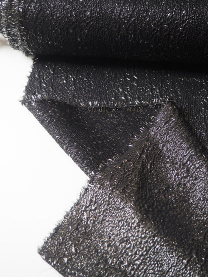 Gunmetal Metallic Textured Silk Jacquard