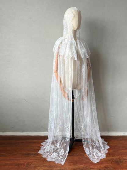 Halloween Cloak with Hood Unisex Adult Lace Cape Costums