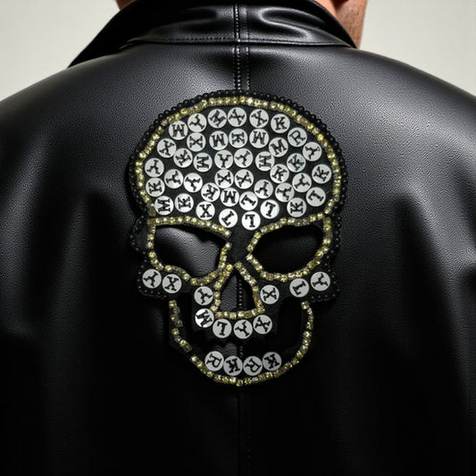 Handmade Skull Gothic Glam sew patch by Ani Accessories, detailed decorative patch for jackets, bags, hats, and DIY fashion