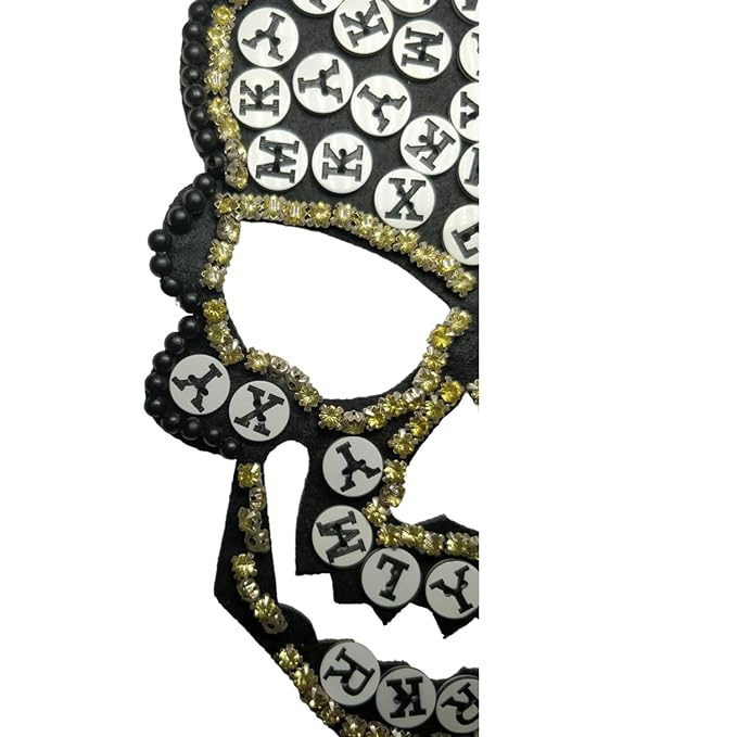 Ani Accessories Handmade Skull Gothic Glam patch close-up, highlighting detailed skull design and premium sew applique