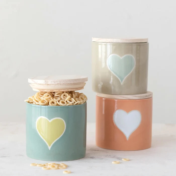 Heart Canister with Bamboo Lid