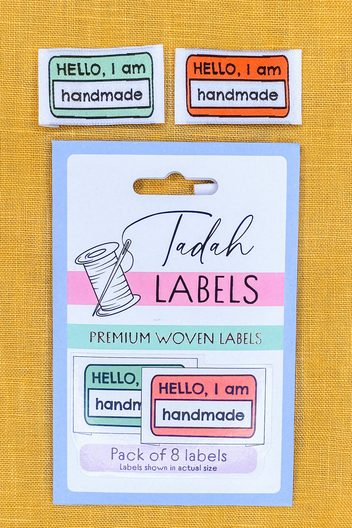 Hello I am Handmade ~ 8 pack ~ Premium Woven Labels