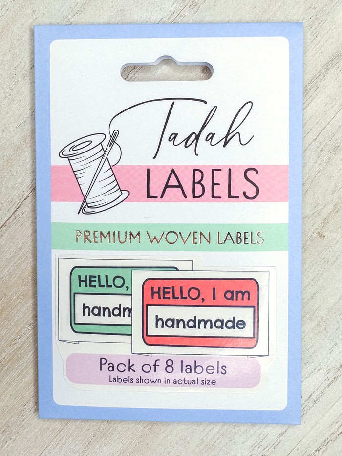 Hello I am Handmade ~ 8 pack ~ Premium Woven Labels
