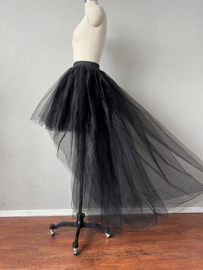 Hi Lo Skirt Black Halloween Skirt with Stretchy Waistband