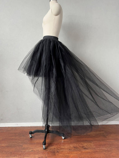 Hi Lo Skirt Black Halloween Skirt with Stretchy Waistband