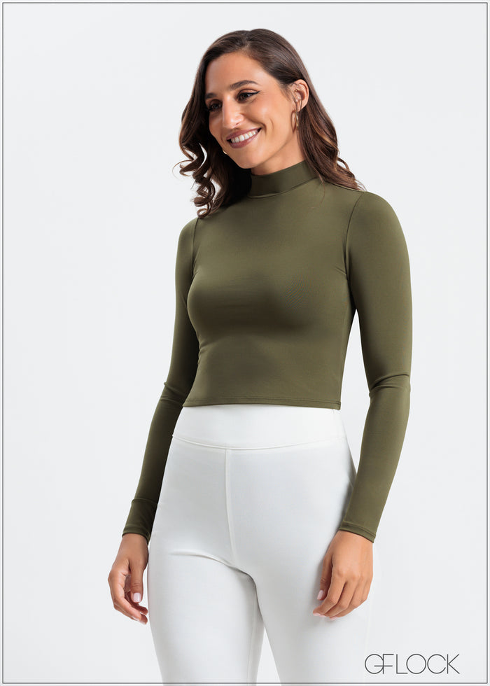 High Neck Long Sleeve Top - 240225