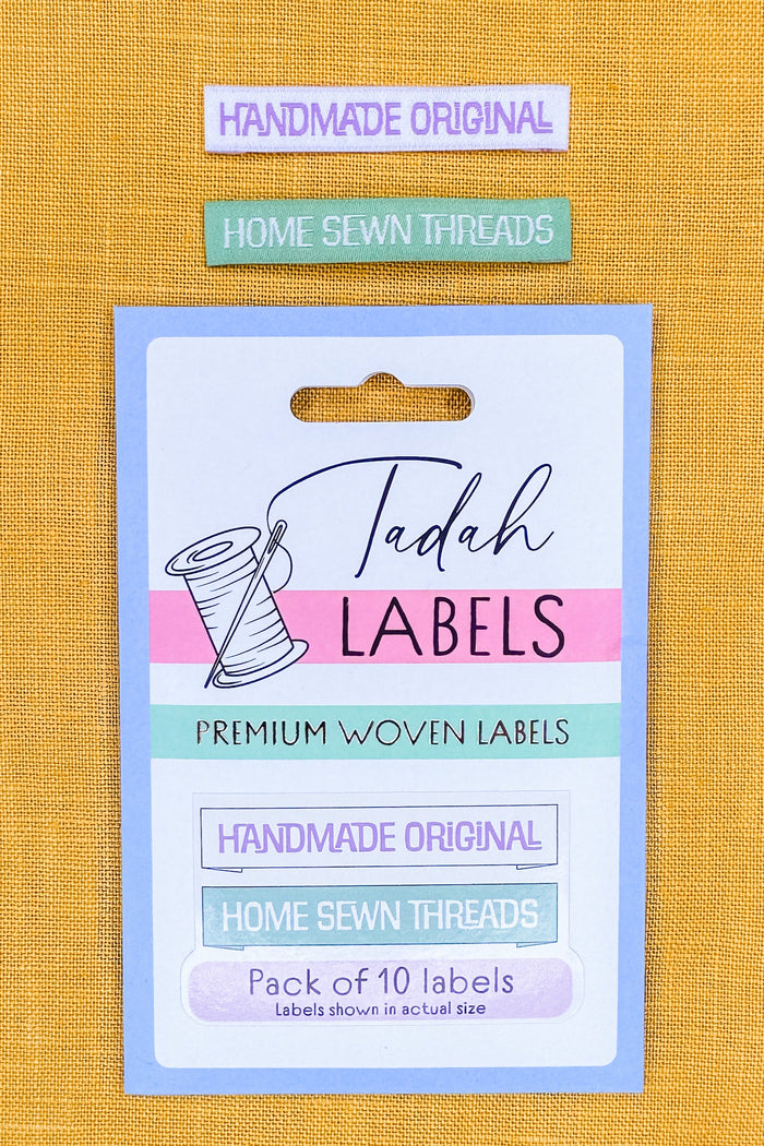 Home Sewn Long Labels ~ 10 pack ~ Premium Woven Labels
