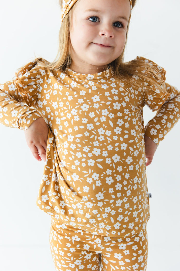 Honey Blooms Kids' Long Sleeve Ruffle T-shirt - Jammie Session
