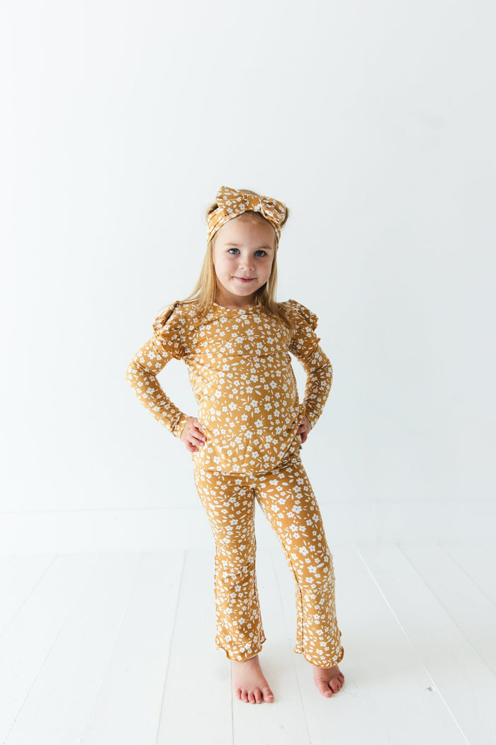 Honey Blooms Kids' Long Sleeve Ruffle T-shirt - Jammie Session
