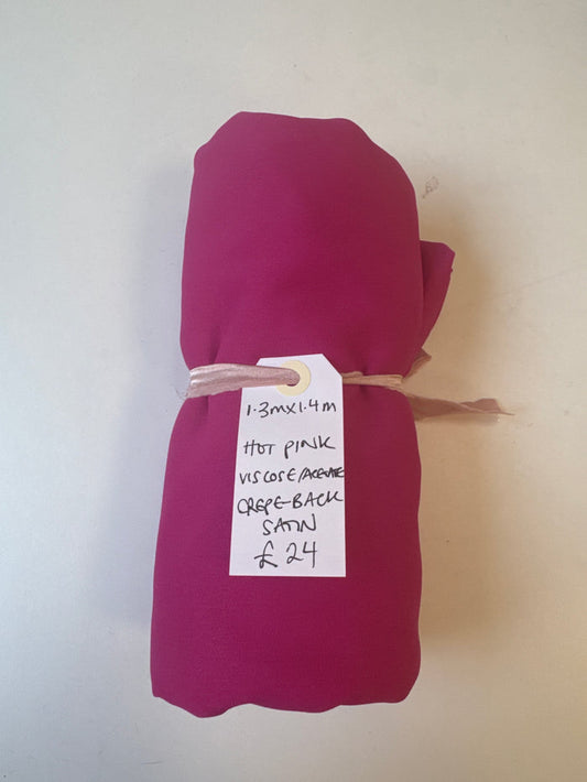 Hot Pink Crepe Back Satin Remnant