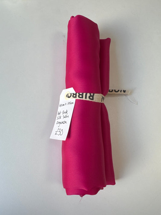 Hot Pink Silk Satin Organza Remnant