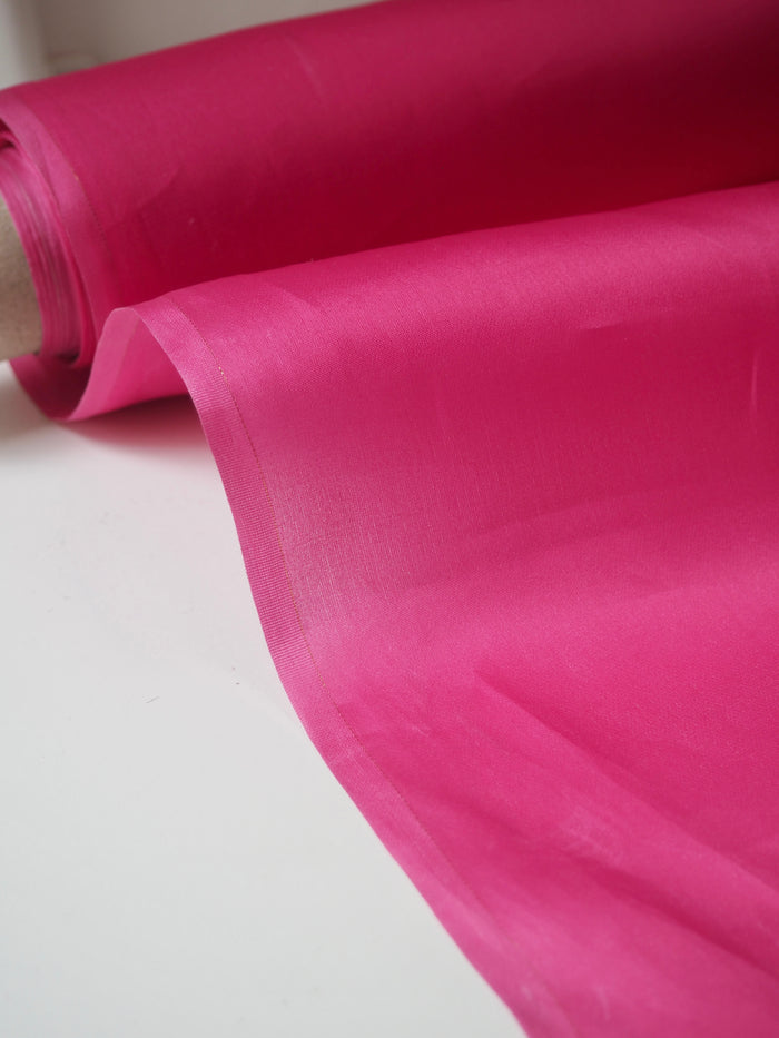 Hot Pink Silk Satin Organza
