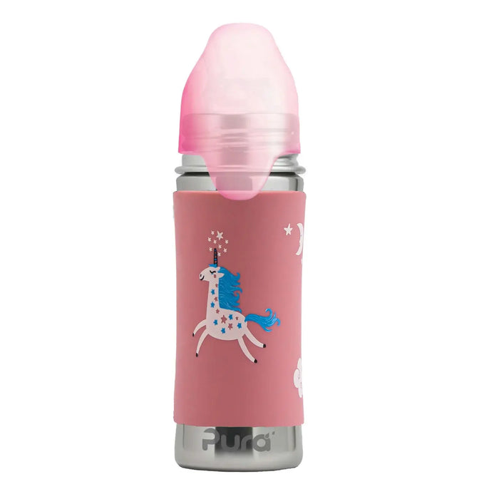 Gourde à paille Free Inox 325ml Pura - Licorne - Lilinappy
