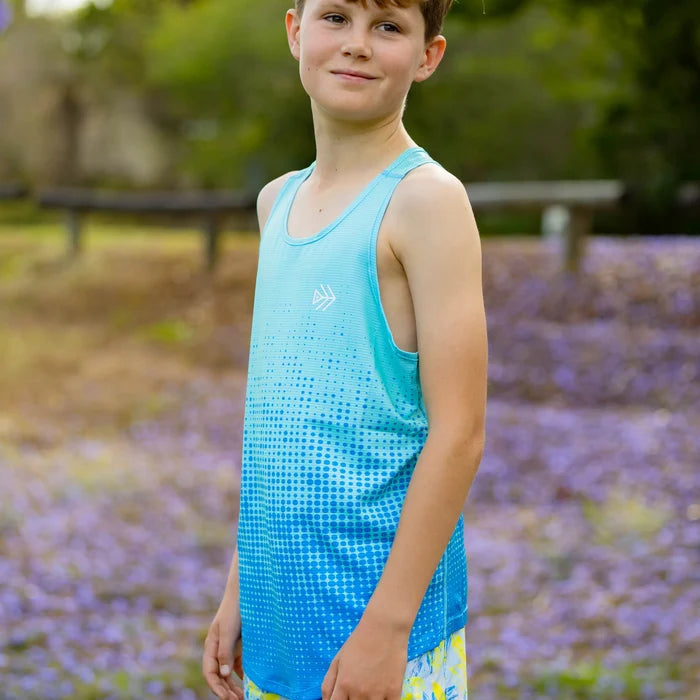 IMPI Boys Race Back Singlet - Aqua