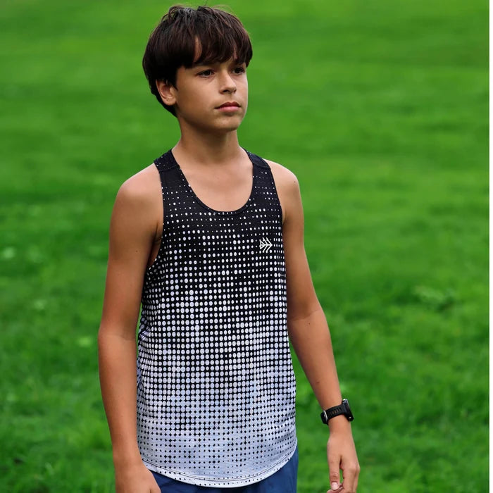 IMPI Boys Race Back Singlet - Black/White