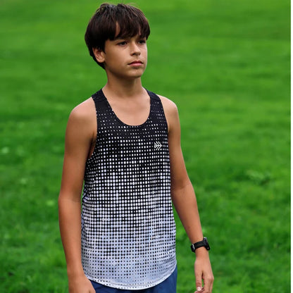 IMPI Boys Race Back Singlet - Black/White