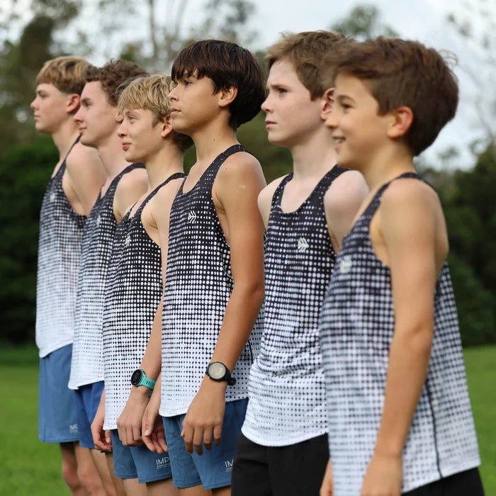 IMPI Boys Race Back Singlet - Black/White