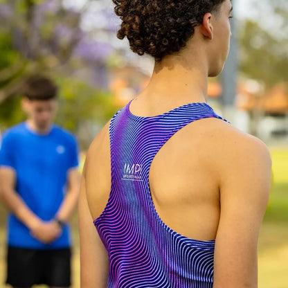 IMPI Boys Race Back Singlet - Blue Mirage