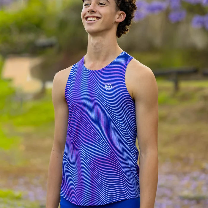 IMPI Boys Race Back Singlet - Blue Mirage