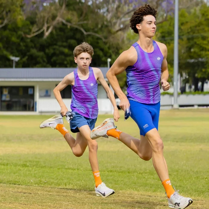 IMPI Boys Race Back Singlet - Blue Mirage