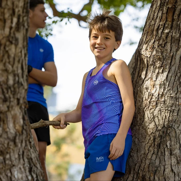 IMPI Boys Race Back Singlet - Blue Mirage