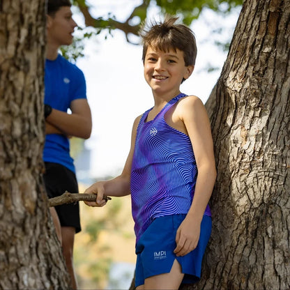 IMPI Boys Race Back Singlet - Blue Mirage