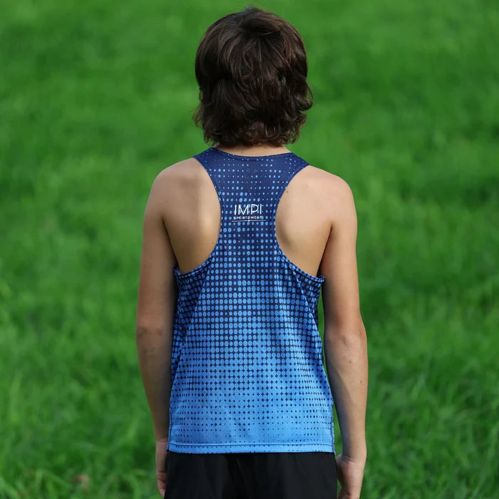 IMPI Boys Race Back Singlet - Navy/Blue
