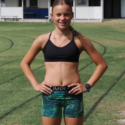 girls bike shorts green