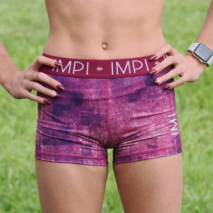 IMPI Elastic Bike Shorts - Plum Squares