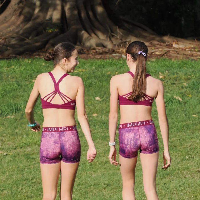 IMPI Elastic Bike Shorts - Plum Squares
