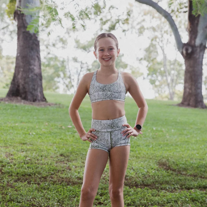 IMPI High Waist Bike Shorts - Olive Snake