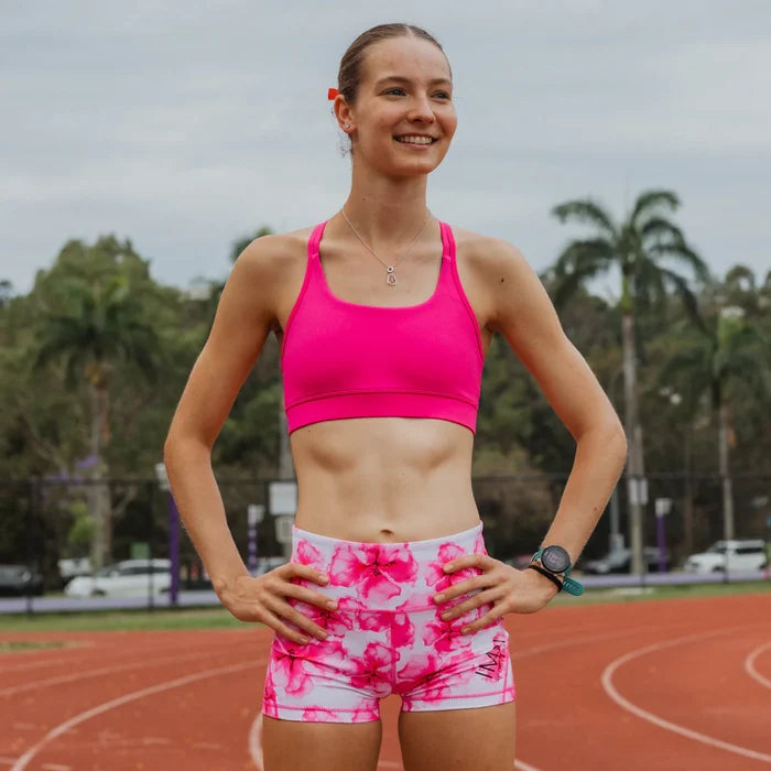 girls pink floral bike shorts