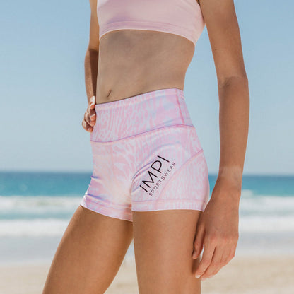 girls pink animal print bike shorts