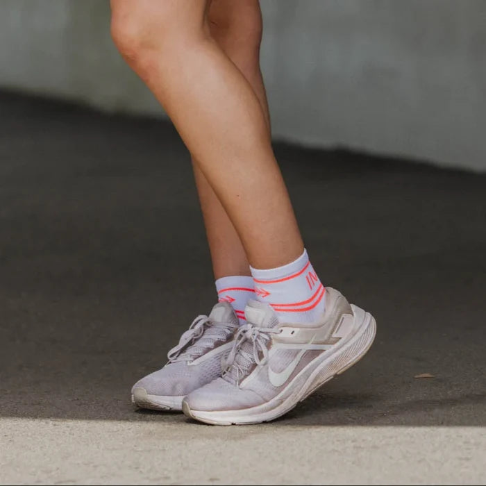 IMPI Shorter Crew Socks - White/Coral