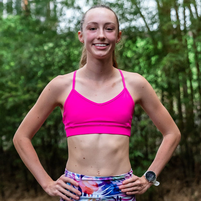 hot pink running crop for teen girls